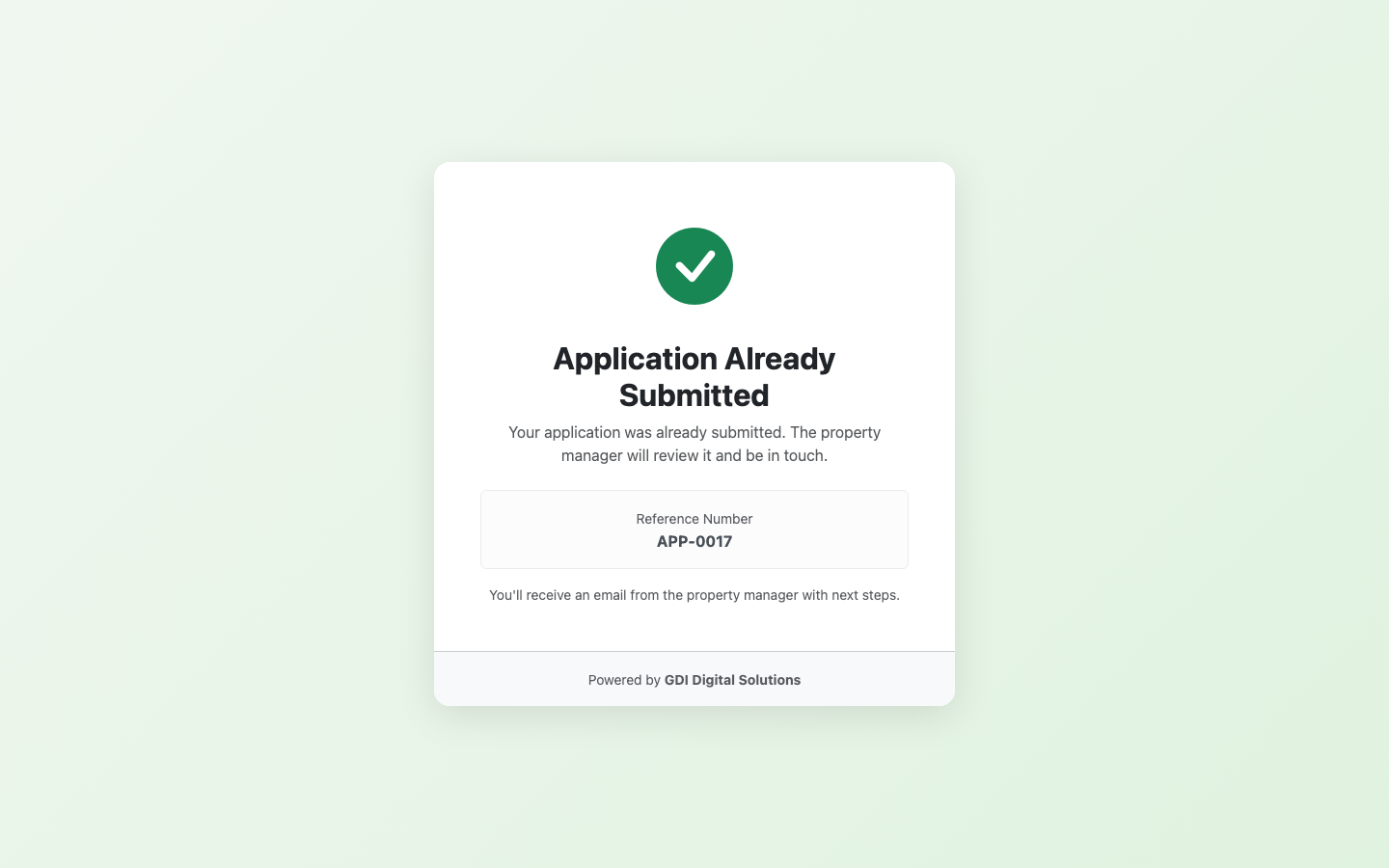 Public-facing rental application form with document upload and Stripe payment